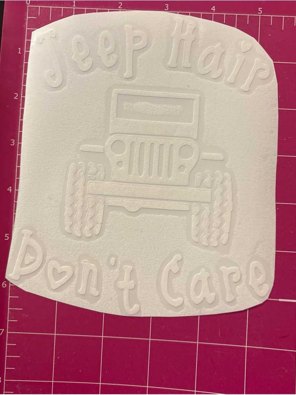 White Jeep Graphic Vinyl Sticker - 'Jeep Hair Don't Care'